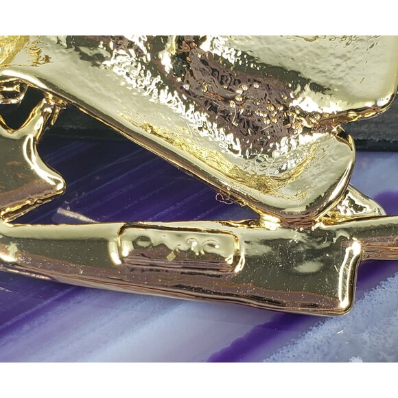 Vintage Signed AJC Culinary Chef Hat Utensils Knife Gold Tone Brooch - Picture 7 of 9